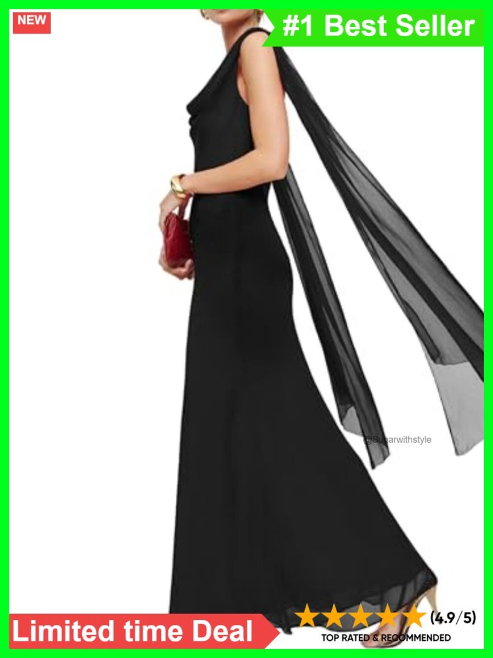 Women's Bodycon Maxi Dress Ruched Open Back Cap Sleeve Formal Wedding Guest